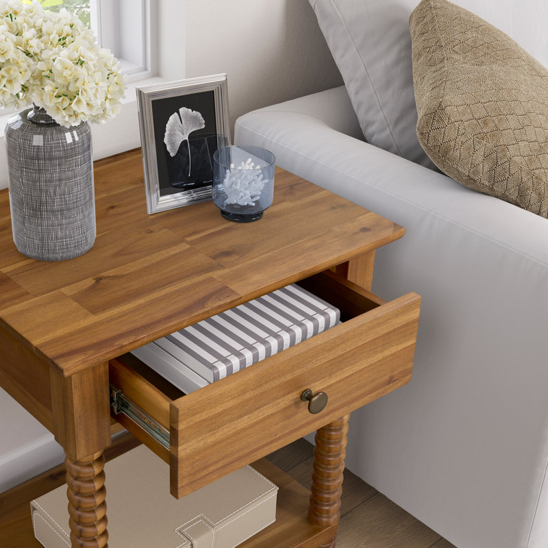 Azella 1 Drawer Nightstand, Brushed Brown