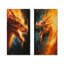 Ensemble de 2 pièces d'art orange orange et jaune avec dragon en feu-1476010310-1476010309-1476010308
