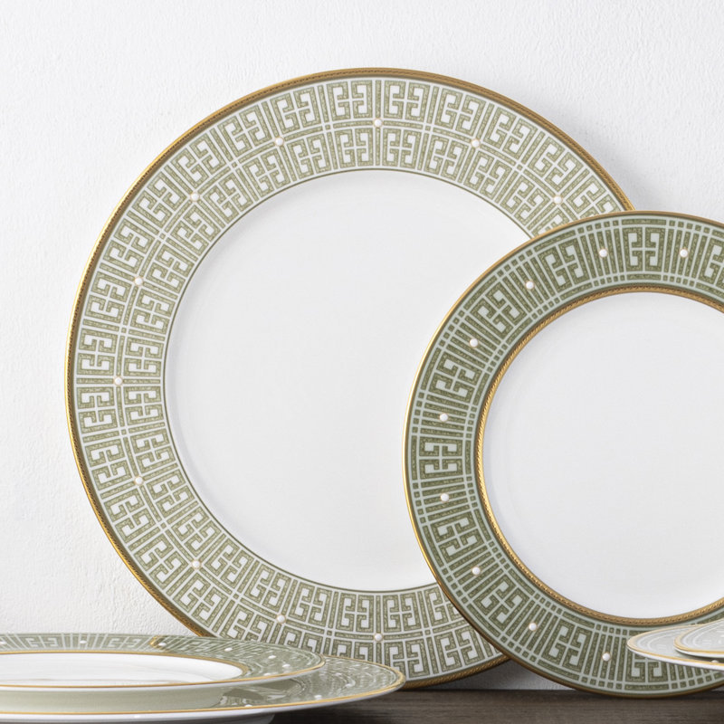Noritake Infinity Dinner Plates, 11", Green Gold