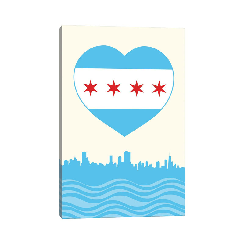 «Chicago Flag Heart», impression sur toile tendue, H 60 po x l 40po x P 1,5 po