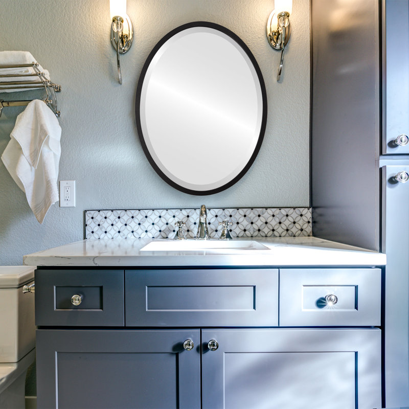 Javion Engineered Wood Flat Wall Mirror, Matte Black, 17.12" H x 21.12" W