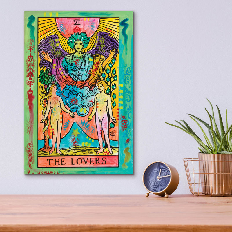  «Tarot - The Lovers» par Dean Russo, art mural en verre acrylique, 12 po x 16 po