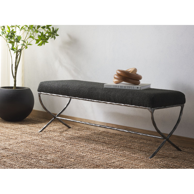 Evelynn Upholstered Bench, Black, Black 