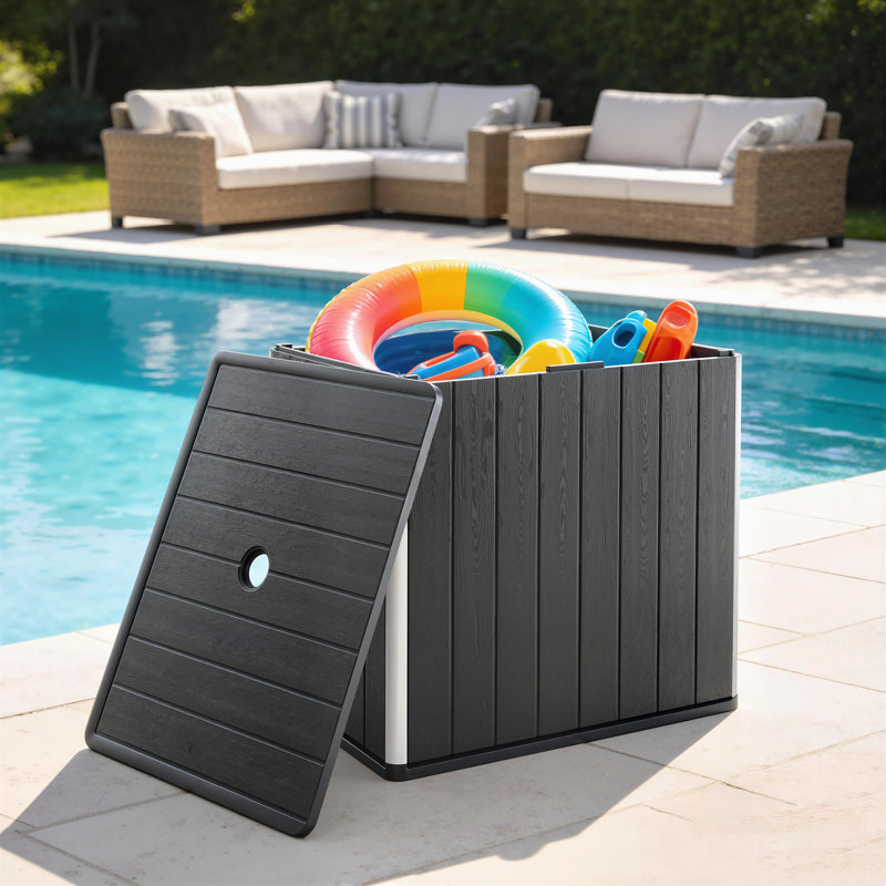 Boîte de rangement pour l'extérieur, 30 gallons, noir