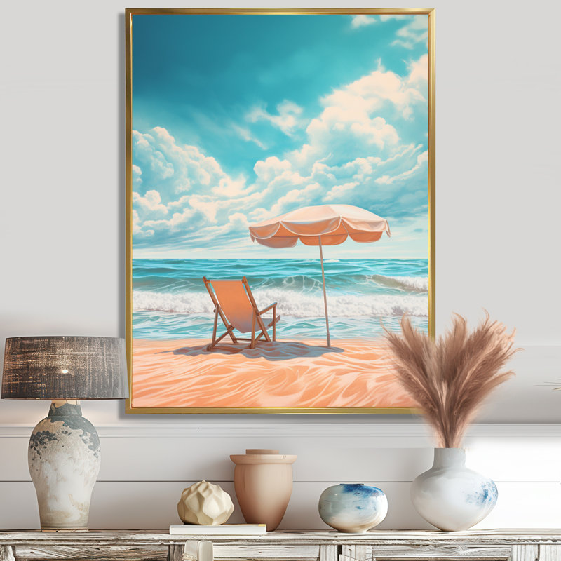 Rhoden - Beach Wall Art, 32" H x 24" W, Gold Floater Frame