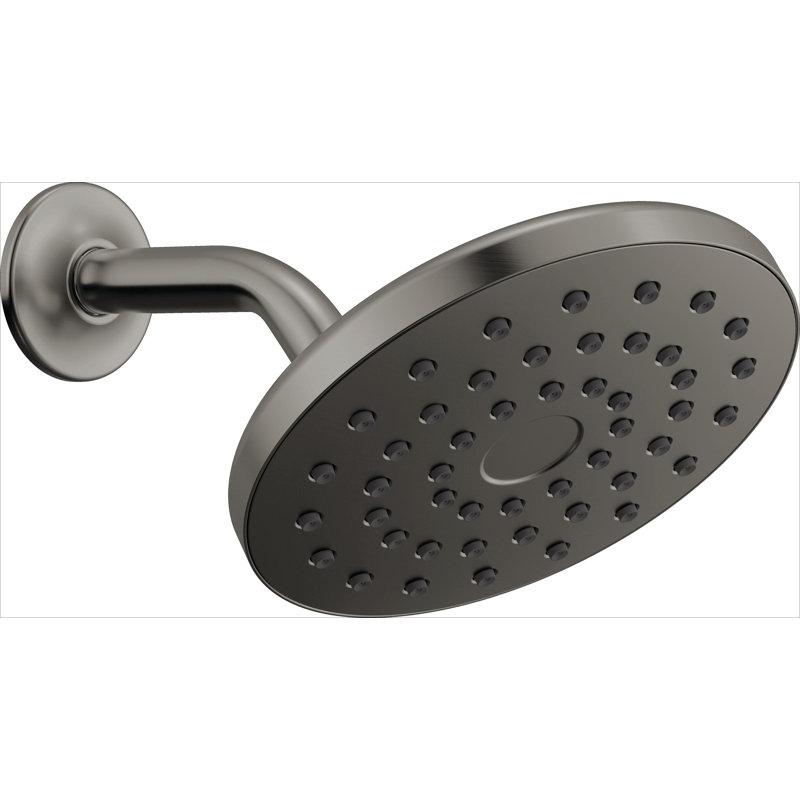 PivotPro Rain Showerhead, Single Setting 7 Inch Round Shower Head 2.5 GPM Black Stainless, Lumicoat® Black Stainless