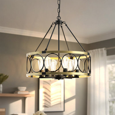 Lustre tambour en métal 22 po à 6 lumières