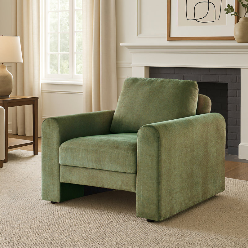 Hampden Rounded Arm Chenille Upholstery Accent Chair, Green
