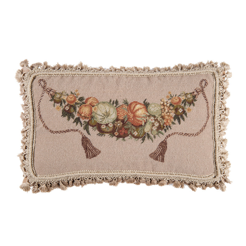 Pumpkins & Fruit Petit Point Throw Pillow