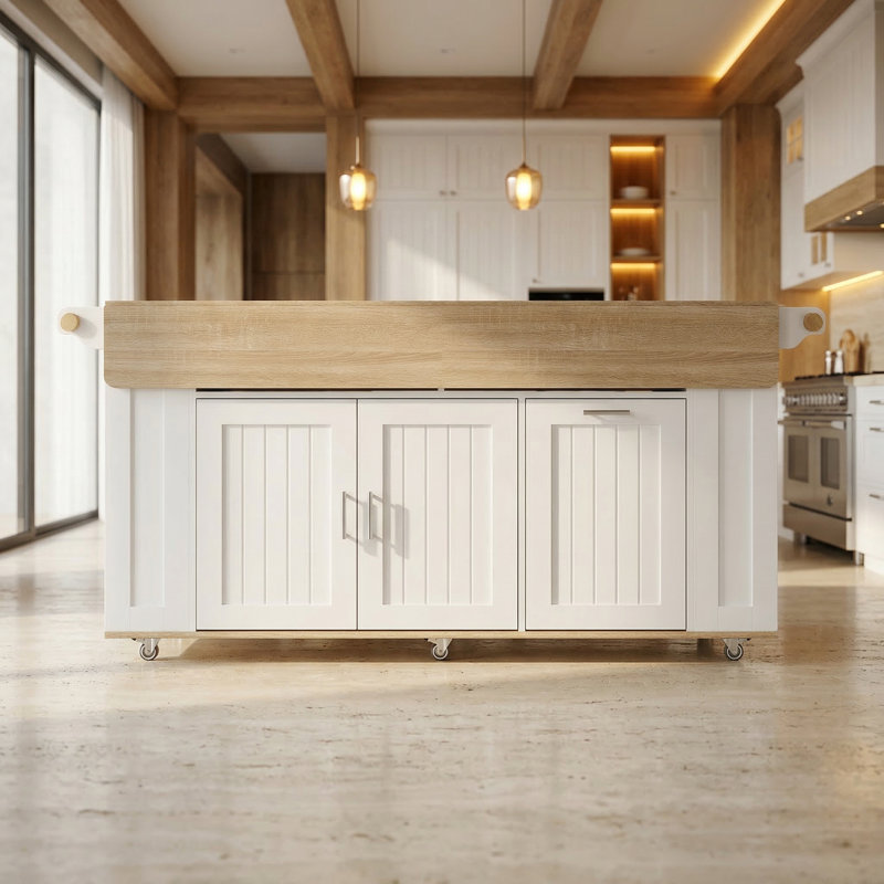 72"W  Kitchen Island With Leaf