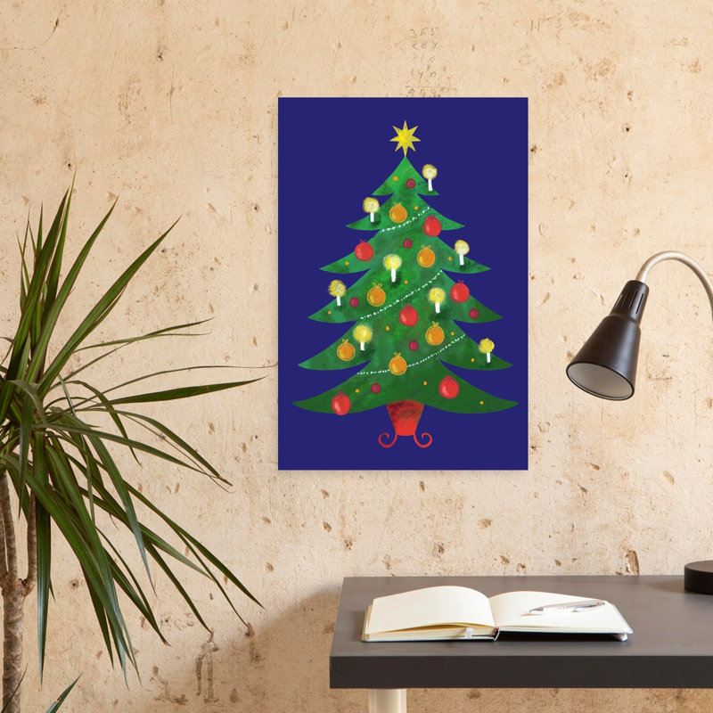 Julgran Christmas Tree Abstract Contemporary Pine Tree Landscape Wall Art Print 1 Piece Wrapped Canvas Wall Art