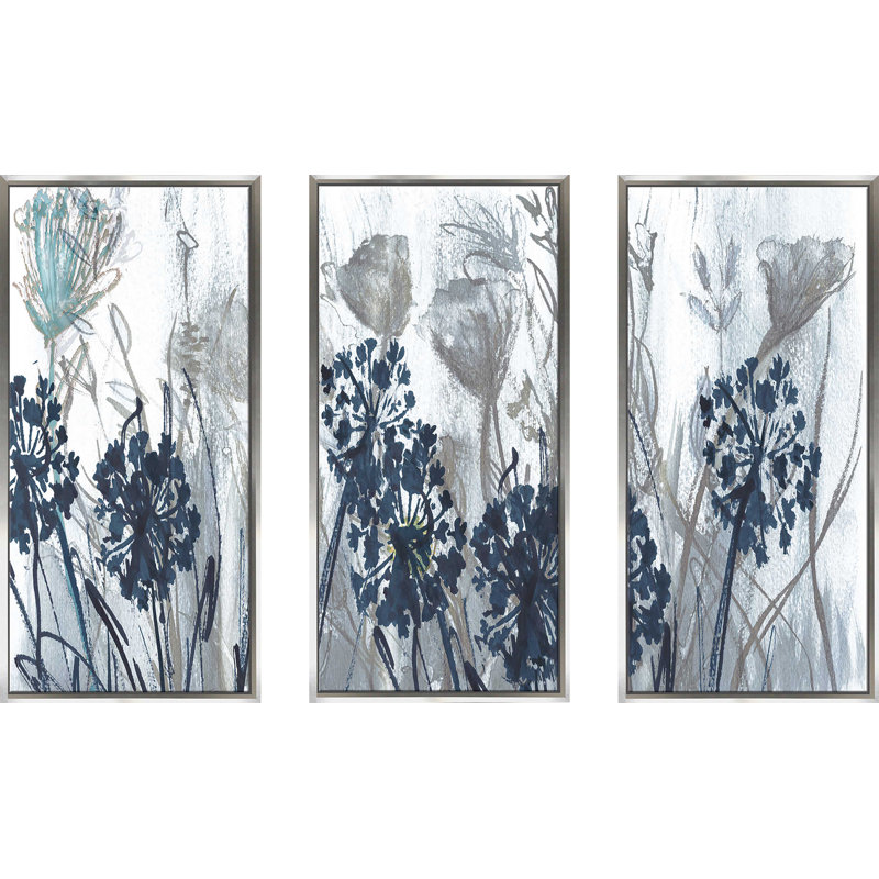 " Indigo Field Susan Jill " 3 - Pieces, 41.5" H x 64.5" W x 2" D