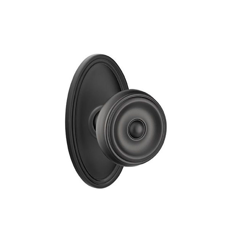 Privacy Waverly Knob with Oval Rose, Flat Black