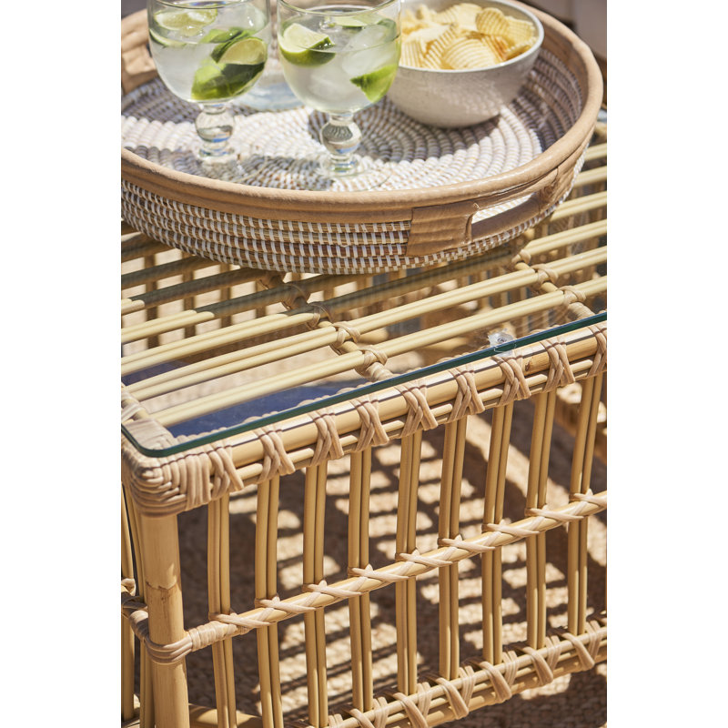 Table d'appoint Caroline, Avec verre, Naturel