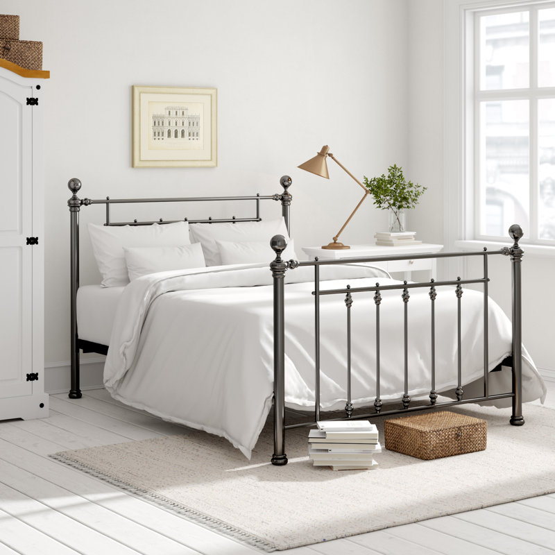 Liesl Metal Bed, Kingsize (5'), Black chrome