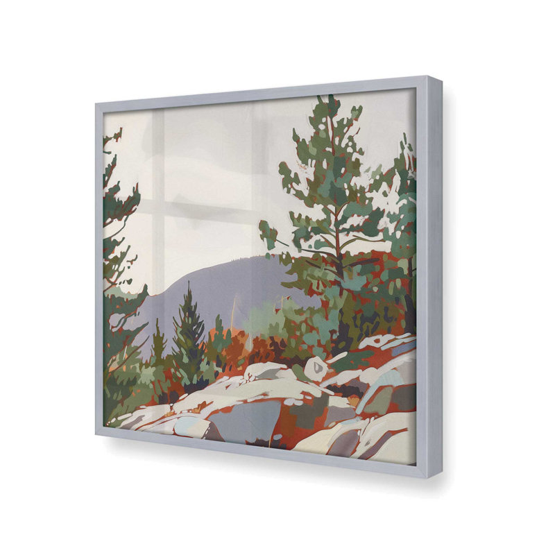 «Mountain Rocks And Pines II», Chrome poli, H 21,75 po x l 21,75 po