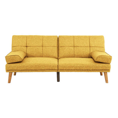 Modern Living Room Couch In Mustard Color With Solid Wood Construction 2 Polyfiber Base And Extra Comfort