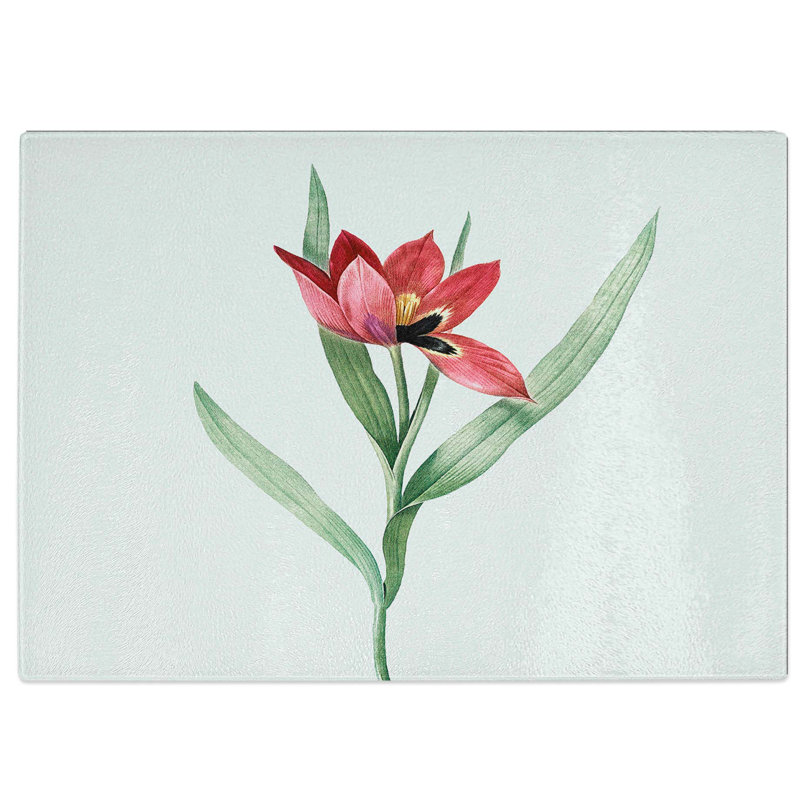 Tempered Glass Tulip Flower by Pierre-Joseph Redoute Chopping Board, 28.5 cm W x 20 cm L