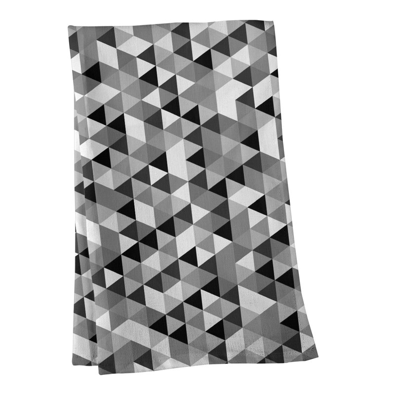 Torchon à motif triangulaire, Noir / gris, Polyester sergé