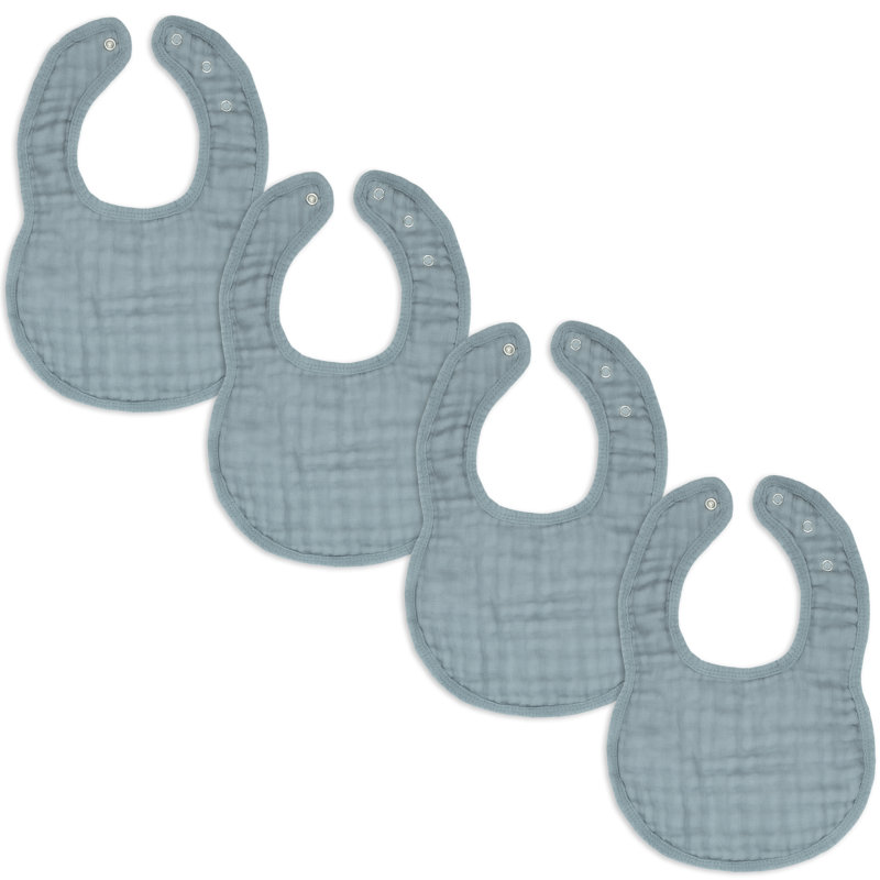 Comfy Cubs Muslin Bibs for Babies - Feeding, Drool and Teething Bib with Adjustable Snaps, Pacific Blue