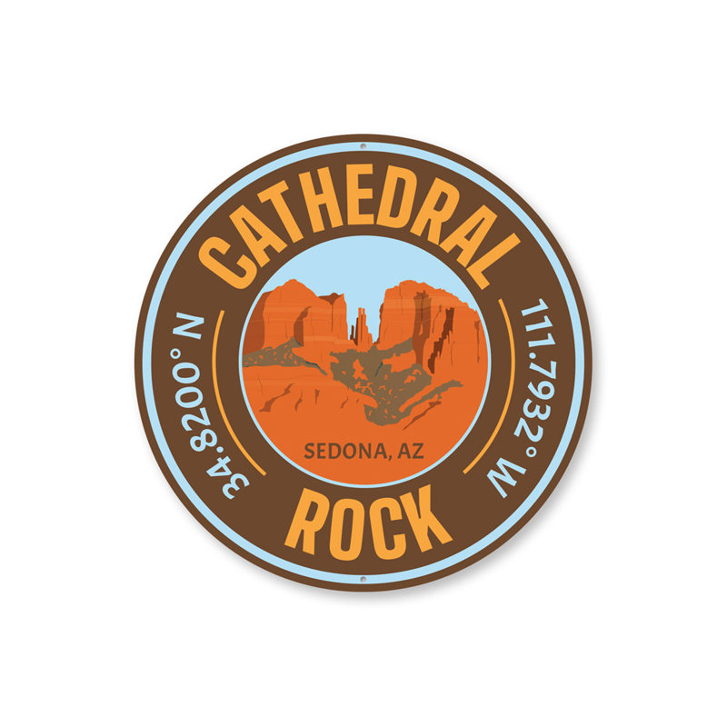 Cathedral Rock Coordinates Sign, 12" H x 12" W