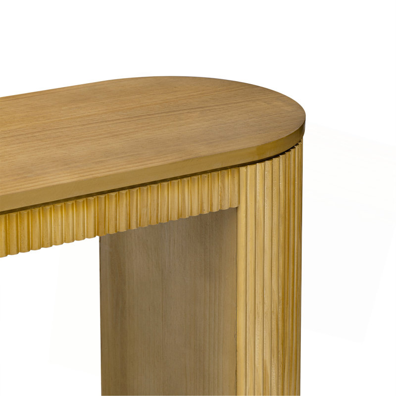 Console incurvée à rayures verticales uniques, idéale pour le salon, le bureau et l'entrée, Naturel