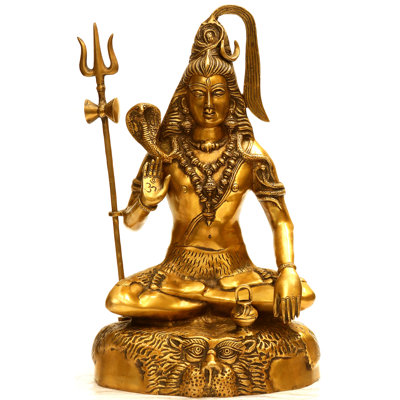 18" Handmade Brass Gangadhara Shiva Statue | Traditional Lord Shiva Icon for Meditation Altar & Spiritual Home Decor