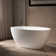 55" Freestanding Solid Surface Stone Resin Bathtub with Overflow,2 Drain Covers