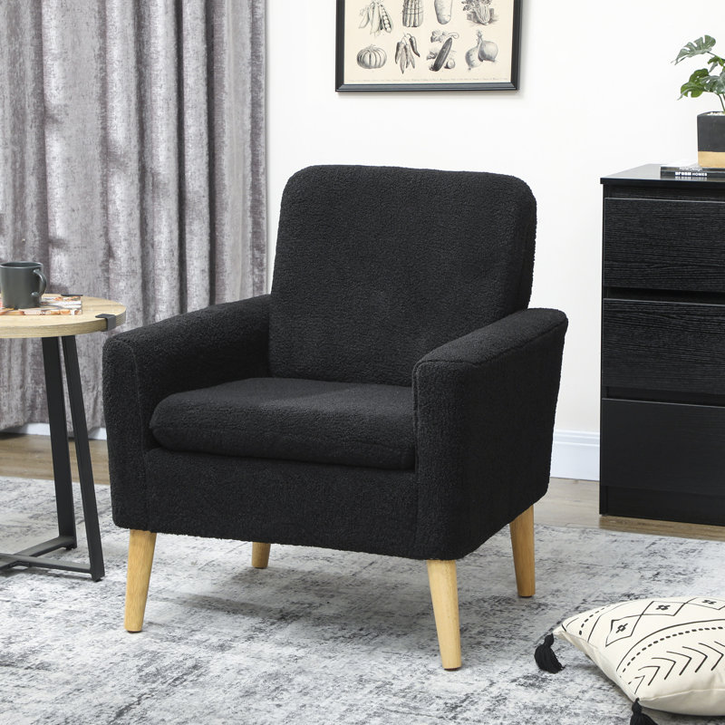 Chaise d'appoint rembourrée avec pieds en bois Teddy, Noir