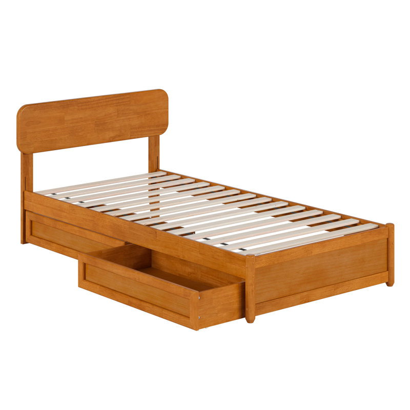 Ause Solid Wood Platform Storage Bed, Light Toffee, Twin XL