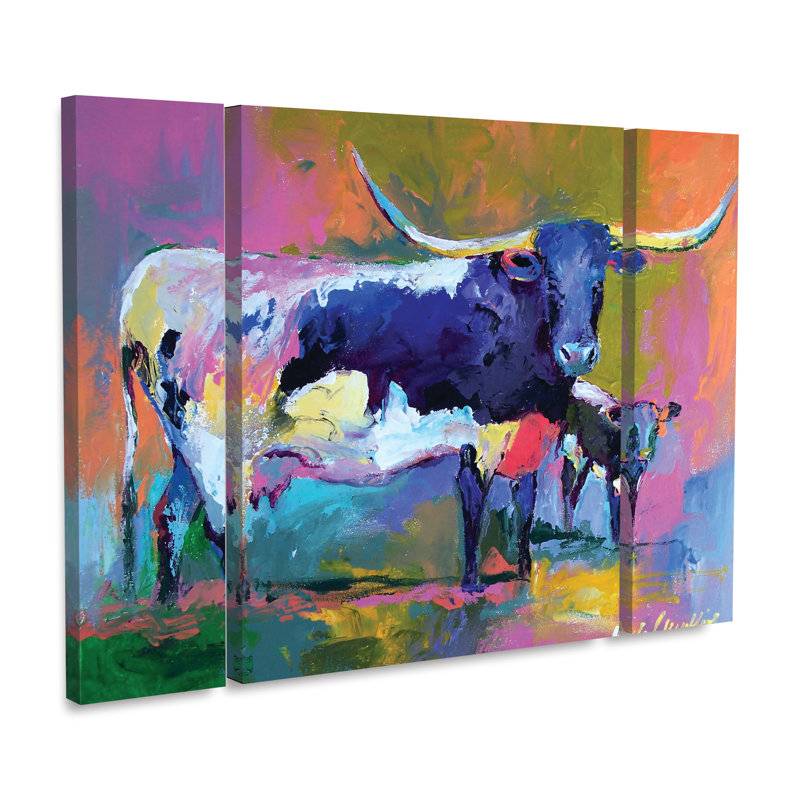 Ensemble de 3 panneaux muraux - Richard Wallich «Long Baby», art mural sur toile pour le salon, la chambre à coucher ou le bureau 