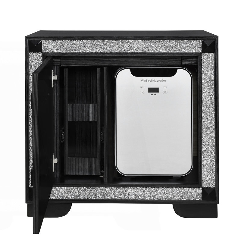 Table de chevet avec refroidisseur intégré et haut-parleur Bluetooth, Gris anthracite
