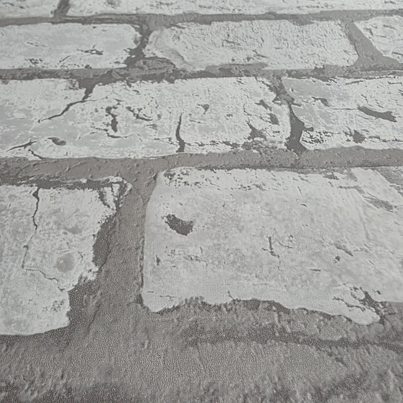 Rouleaux de papier peint à motif de briques blanches modernes gris clair 