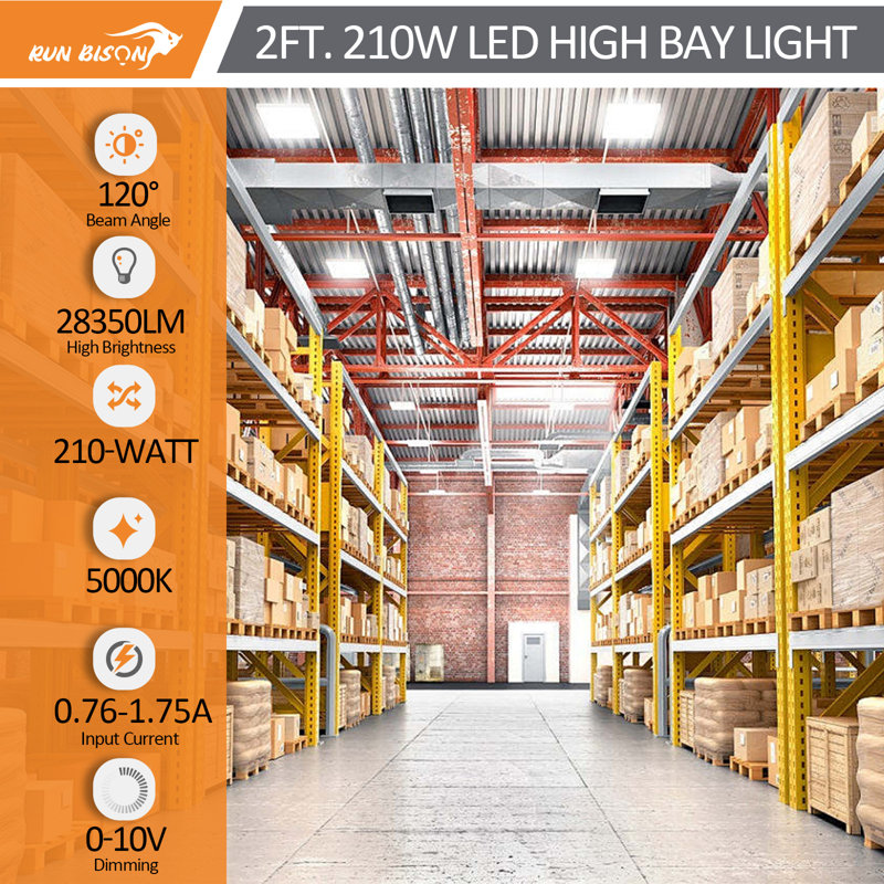 RUN BISON 2 ft. 800W Equivalent Integrated LED Dimmable Linear High Bay Light,120-277V 28,350 Lumens 5000K Daylight
