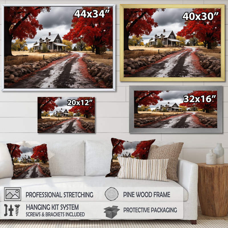 " Red Farmhouse Rustic Elegance III ", Cadre flottant blanc, H 12 po x l 20 po x P 1 po