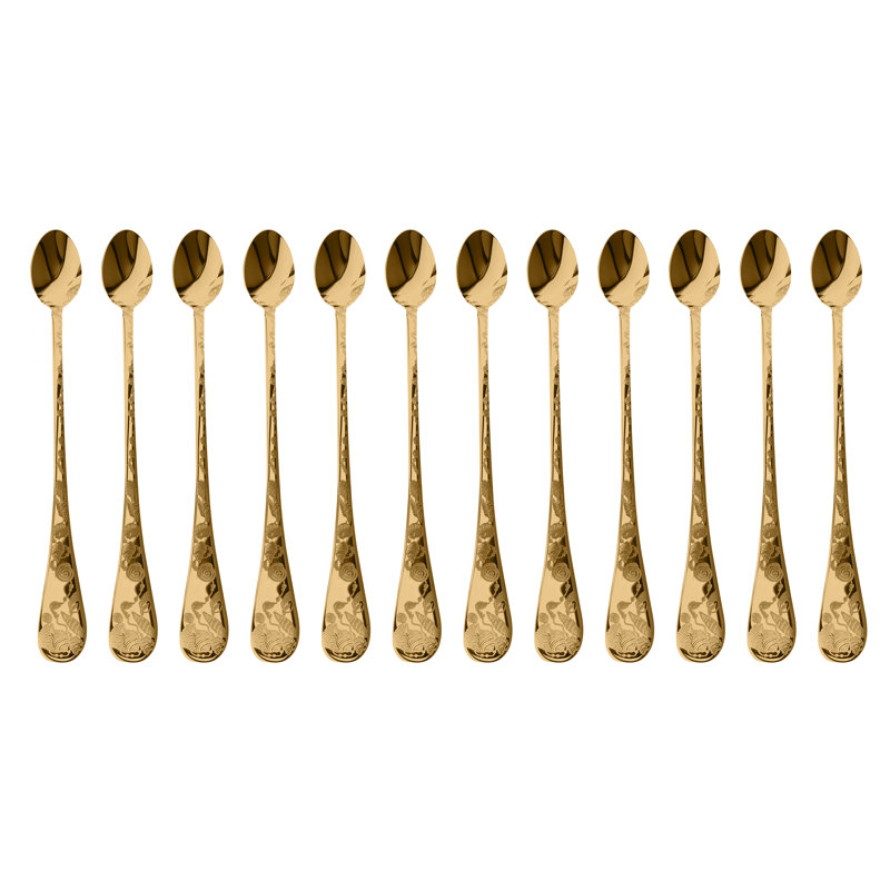 Venere Stainless Steel Iced Beverage Spoon, Gold