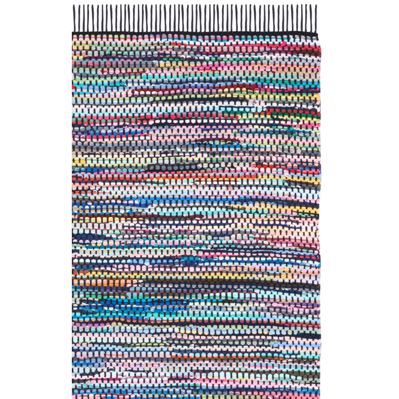 Amble Flat Weave Recycled Cotton Chindi Solid Color Rug, Rectangle 3' x 5'