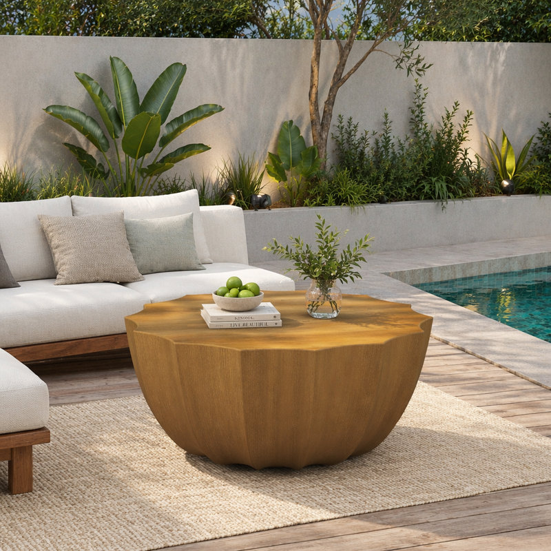 Table basse imperméable 35,43 po MgO, 15.35" H x 35.43" W x 35.43" D, Wood