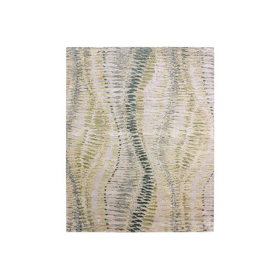 Tapis oriental vert en soie noué à la main 8 pi 0 po x 10 pi 1 po - MOA10275419