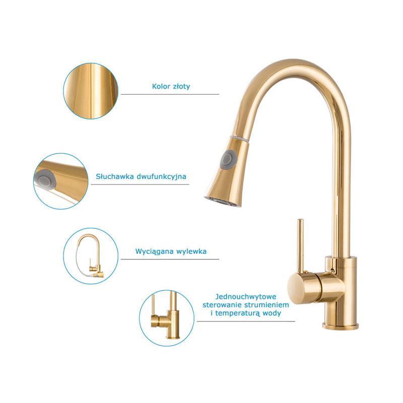 Belfry Kitchen Tabyana Kitchen Faucet, Gold