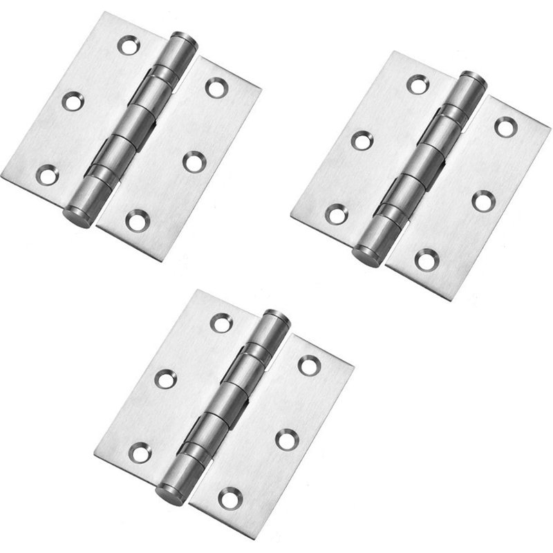Polished Chrome Ball Bearing Door Hinge - 76mm (3") Heavy Duty Steel Butt Hinge (Pack of 3)