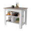 Îlot de cuisine antibactérien, trois tablettes, finition gris clair / blanc