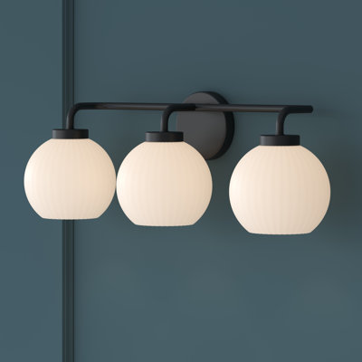 Breakwater Bay Ahlexus 3 Light Vanity with Opal Ribbed Glass Shade