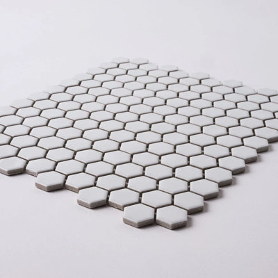 1" x 1" Hexagon Porcelain Mosaic Tile – Matte Finish, Mesh-Mounted, Wall & Floor Use