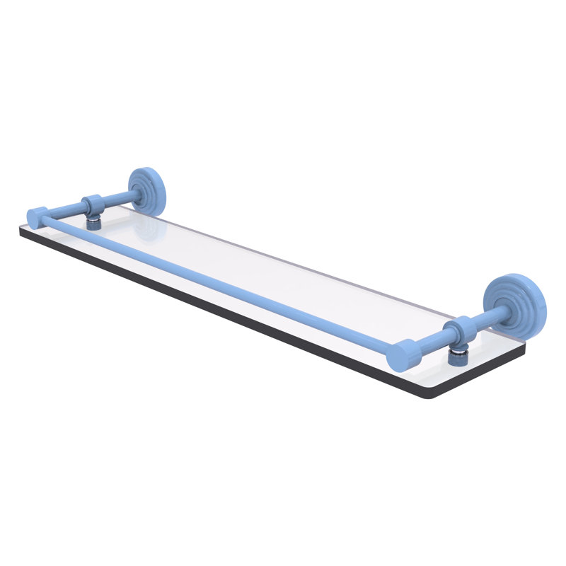 Tablette en verre trempé Walburga, H 3 po x l 22 po x P 5 po, Bleu troll plat