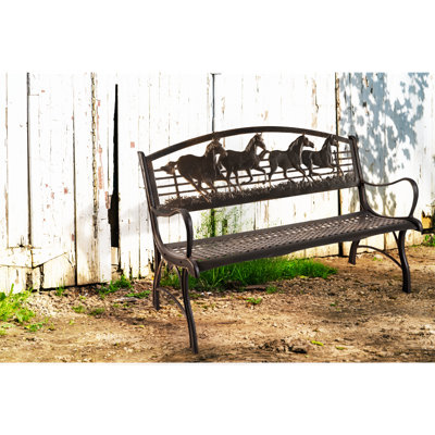 Carreen Running Horse Cast Iron Park Bench