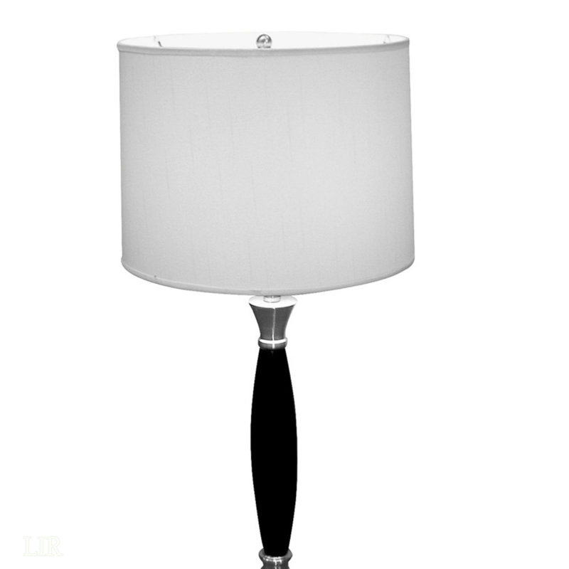 30" Tall Wood And Chrome Table Lamp, Table Lamp