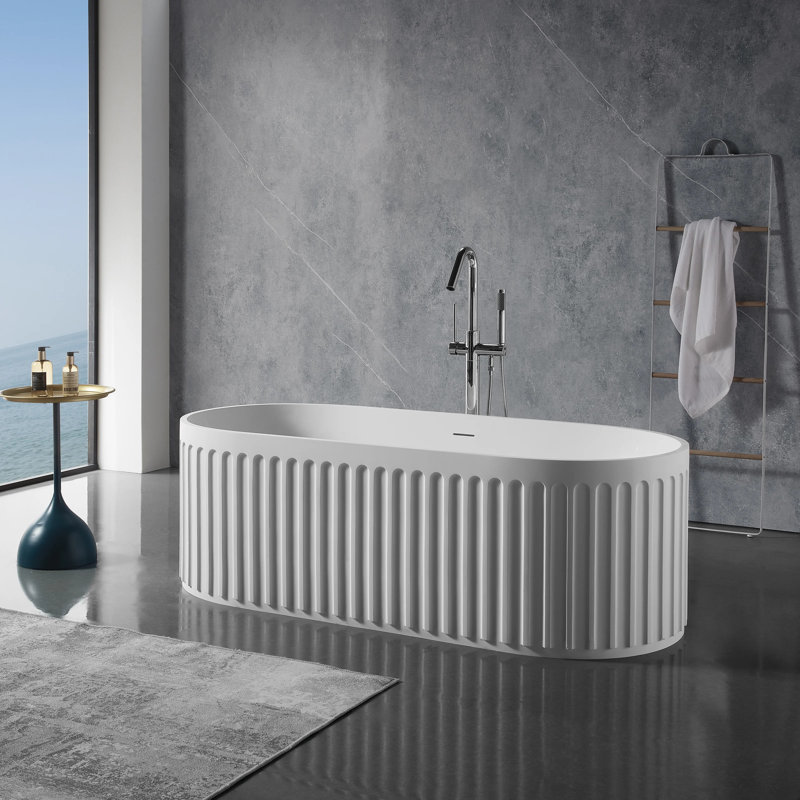 67'' x 29.5'' Freestanding Soaking Solid Surface Bathtub