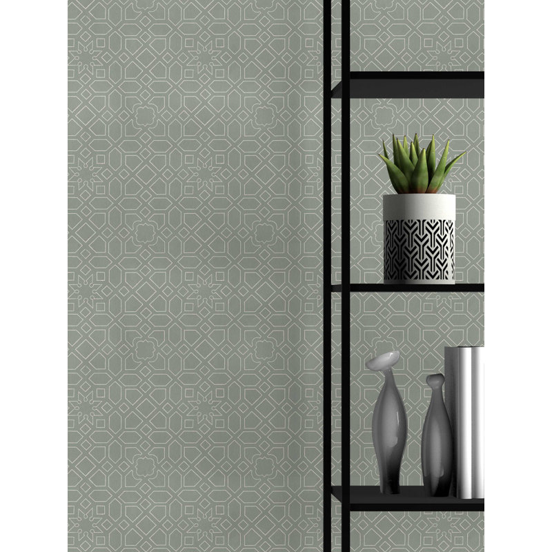 Garden Grids 33' L x 20.5" W  Wallpaper Roll, Green