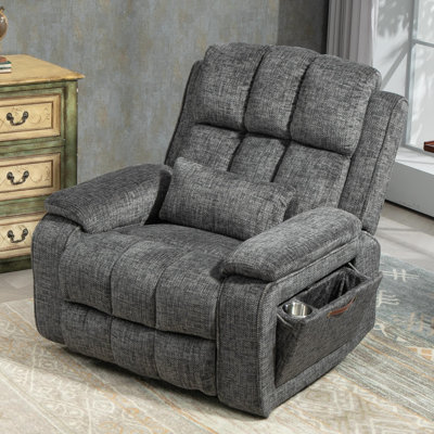 Dual Motor Chenille Power Lift Chair Lay Flat Recliner with Massage and Heating,400LBS
